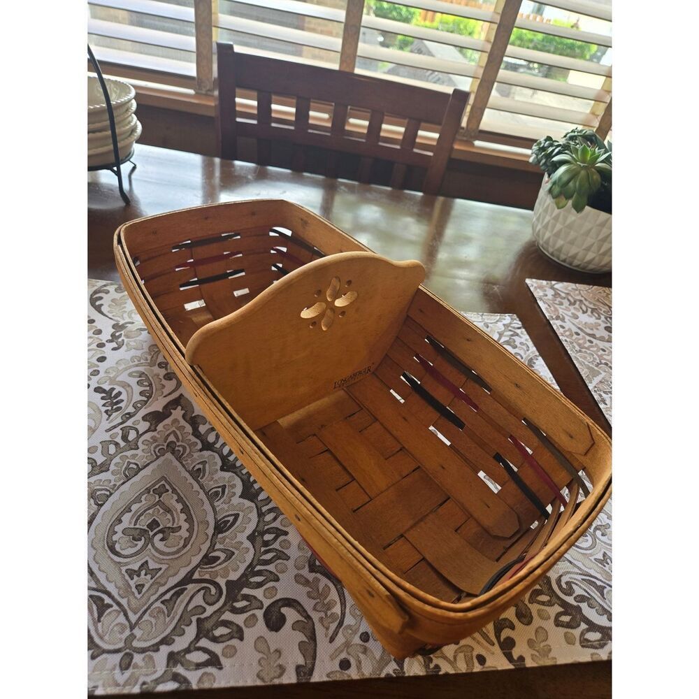 Longaberger Cracker Basket Honey-Tone With Wooden Divider And Plastic Inserts